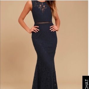 Lulus navy blue lace maxi dress